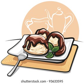 Ice cream with chocolate