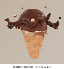 ice cream chocolate 3d vector 