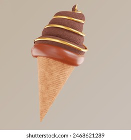 ice cream chocolate 3d vector gold