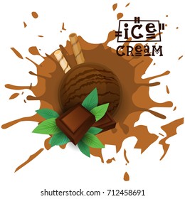 Ice Cream Chocolate Ball Dessert Choose Your Taste Cafe Poster Vector Illustration