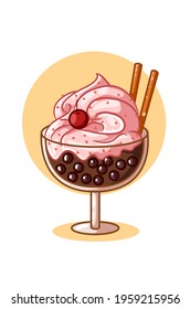 Ice cream with chocolate ball illustration