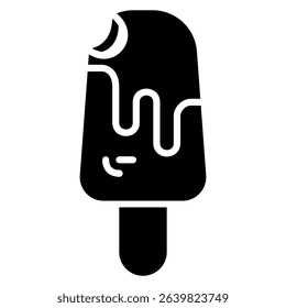 The ice cream with chocolate coating is melting with a missing bit, ideal for summer themed designs.