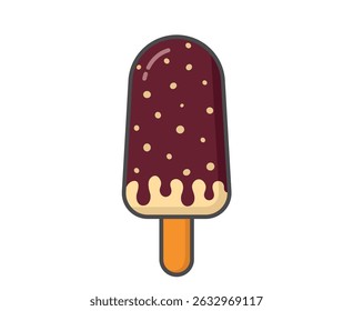Ice cream with chocolate creamy and sprinkles. Cold dessert and summer food. Isolated vector image