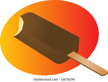 Ice cream chocolate fudgicle on stick illustration