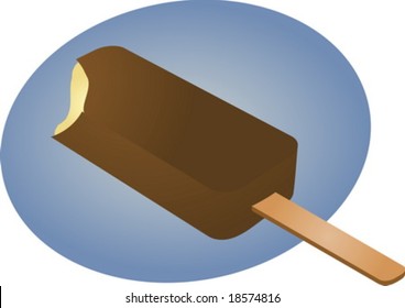 Ice cream chocolate fudgicle on stick illustration