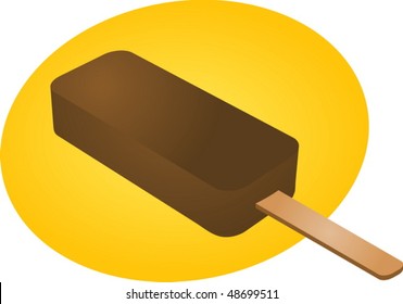 Ice cream chocolate fudgicle on stick illustration
