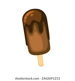 ice cream with chocolate glaze and nuts on a stick. Сhocolate popsicle on a stick