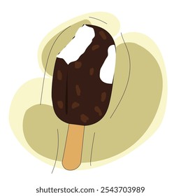  ice cream with chocolate glaze and nuts on a stick. Сhocolate popsicle on a stick , 