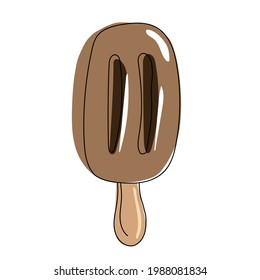 Ice cream in chocolate glaze on a stick. Vector image