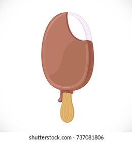 Ice cream in chocolate glaze on a stick isolated on a white background
