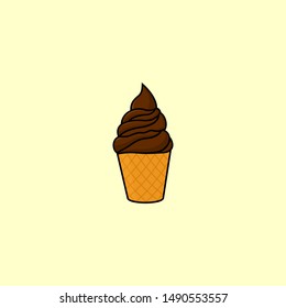 Ice Cream Chocolate Icon Vector Design with Light Yellow Background