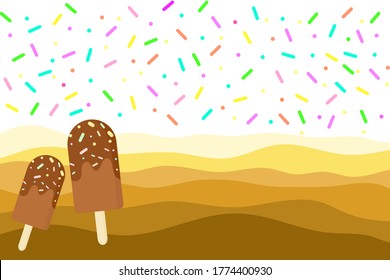 El chocolate helado se derritió de fondo.
