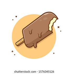 Ice Cream Chocolate Melted and Drip Vector Illustration. Sweet Food Icon Logo. Dessert Icon Illustration. Flat Cartoon Style Suitable for Web Landing Page,  Banner, Flyer, Sticker, Card, Background
