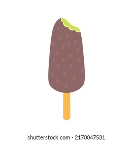 Ice cream in chocolate on stick. Vector Illustration for printing, backgrounds, covers, packaging, greeting cards, posters, stickers, textile and seasonal design. Isolated on white background.