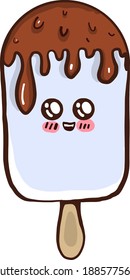 Ice cream with chocolate on top ,illustration,vector on white background