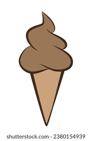 helado - chocolate suave servir helado en un cono, ilustración del vector color aislado en fondo blanco