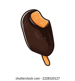 ice cream chocolate stick ice cream. Comic character in vector illustration in cartoon style for t-shirt, sticker, logo and icon design.