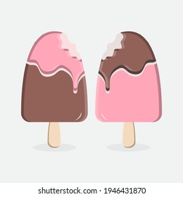 ice cream chocolate and strawberry cartoon vector that can be used for logo,  printed as stickers or more