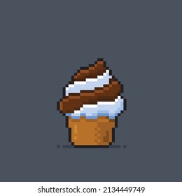 ice cream chocolate and vanilla flavor with pixel style