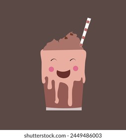 ICE cream with chocolate  vector art illustration