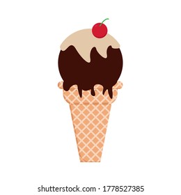 ice cream chocolate vector flat design icon