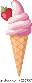 Ice cream chocolate vector. Vanila dessert summer illustration. Frozen snack. Waffle ice cream. Isolated bachgraund