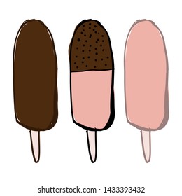 Ice cream. Ice cream in chocolate, in yogurt. hand drawn illustration for your design