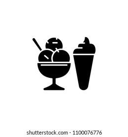Ice cream choice black icon concept. Ice cream choice flat  vector symbol, sign, illustration.