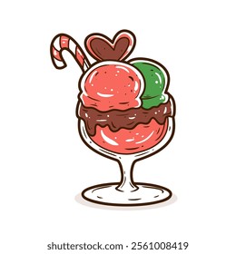 Ice cream with christmas concept vector illustration