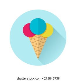 Ice cream in circle. Flat vector illustration