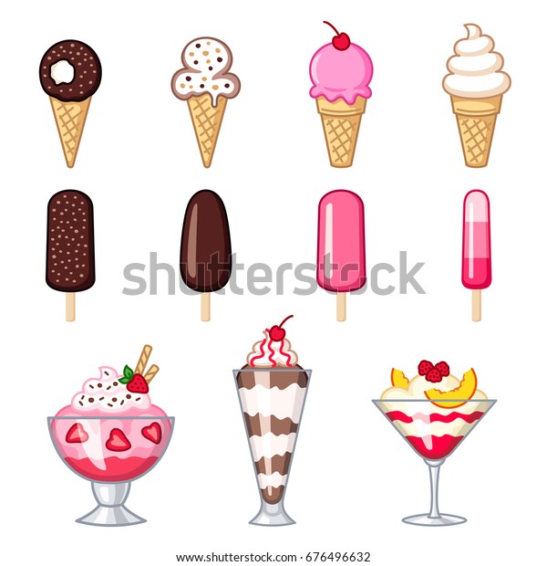 Ice Cream Clipart Set Ice Cream Stock Vector Royalty Free 676496632