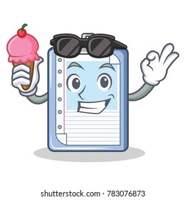 With ice cream clipboard character cartoon style