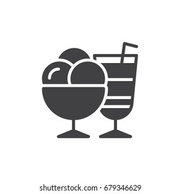 Ice Cream and cocktail icon vector, filled flat sign, solid pictogram isolated on white. Dessert symbol, logo illustration. Pixel perfect graphics