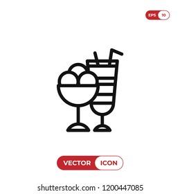 Ice cream and cocktail vector icon