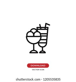 Ice cream and cocktail vector icon