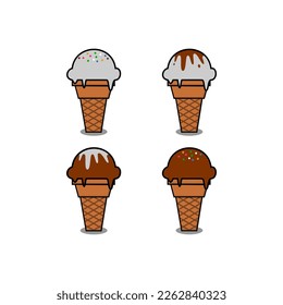 ice cream, cocolat and vanila ice cream with topping vector