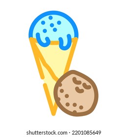 ice cream coconut tropical color icon vector. ice cream coconut tropical sign. isolated symbol illustration