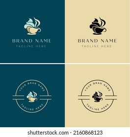 ice cream and coffe logo design template for your brand