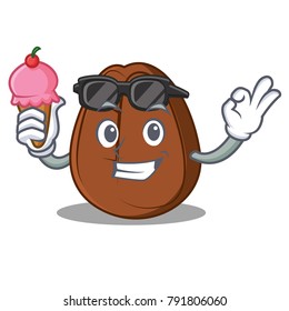 With ice cream coffee bean character cartoon