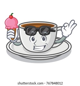 With ice cream coffee character cartoon style