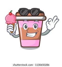 With ice cream coffee cup character cartoon vector illustration