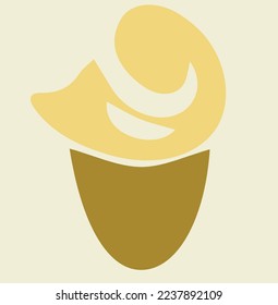 Ice cream with cream or coffee with foam. Original logo for cafe
