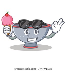 With ice cream colander utensil character cartoon