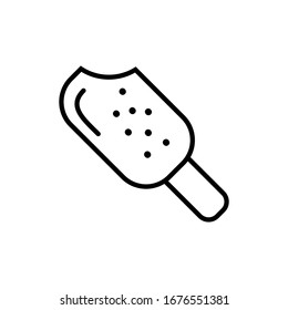 Ice cream, cold food, refreshing. Thin line, outline icon related to summer time and hot weather. Icecream. Isolated on white background EPS Vector