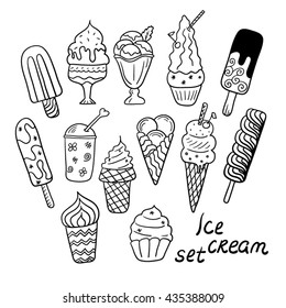 Ice cream collection black and white