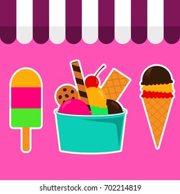 Ice Cream Collection and Ice Cream in Cup Vector Design