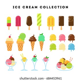 Ice cream collection with different kind of ice cream