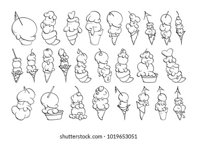 Ice cream Collection, doodle vector illustration