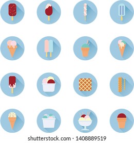 Ice cream collection in flat design. Buttons and icons