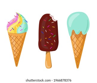 Ice cream collection. Flat style vector illustration design